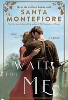 Cover of "Wait for Me" with a wartime couple embracing beneath passing planes.