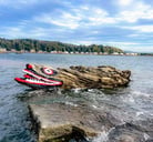 Crocodile Rock - painted rock in the water in Milport