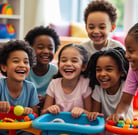 AI generated image of children smiling in classroom