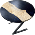 Blue eye epoxy and spalted maple z leg table made by Austen at Eternally Furnished.