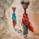 Timeless – painting of two African women walking with baskets, from Martin Osner’s African Queen series