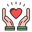 Two hands guarding a heart in between showing that novalifakanishka gives healing with compassion