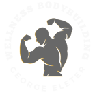 a man with a bodybuilding and a bodybuilding logo