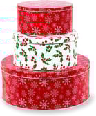 3 Pack Christmas Cookie Tins, Festive Cookie Tins for Gift Giving & Holiday Treats