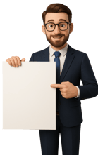 a man in a suit and tie holding a sign