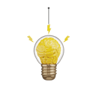 a brain inside a light bulb representing an idea