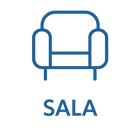 Ícono azul que representa un sillon, imagen ilustrativa