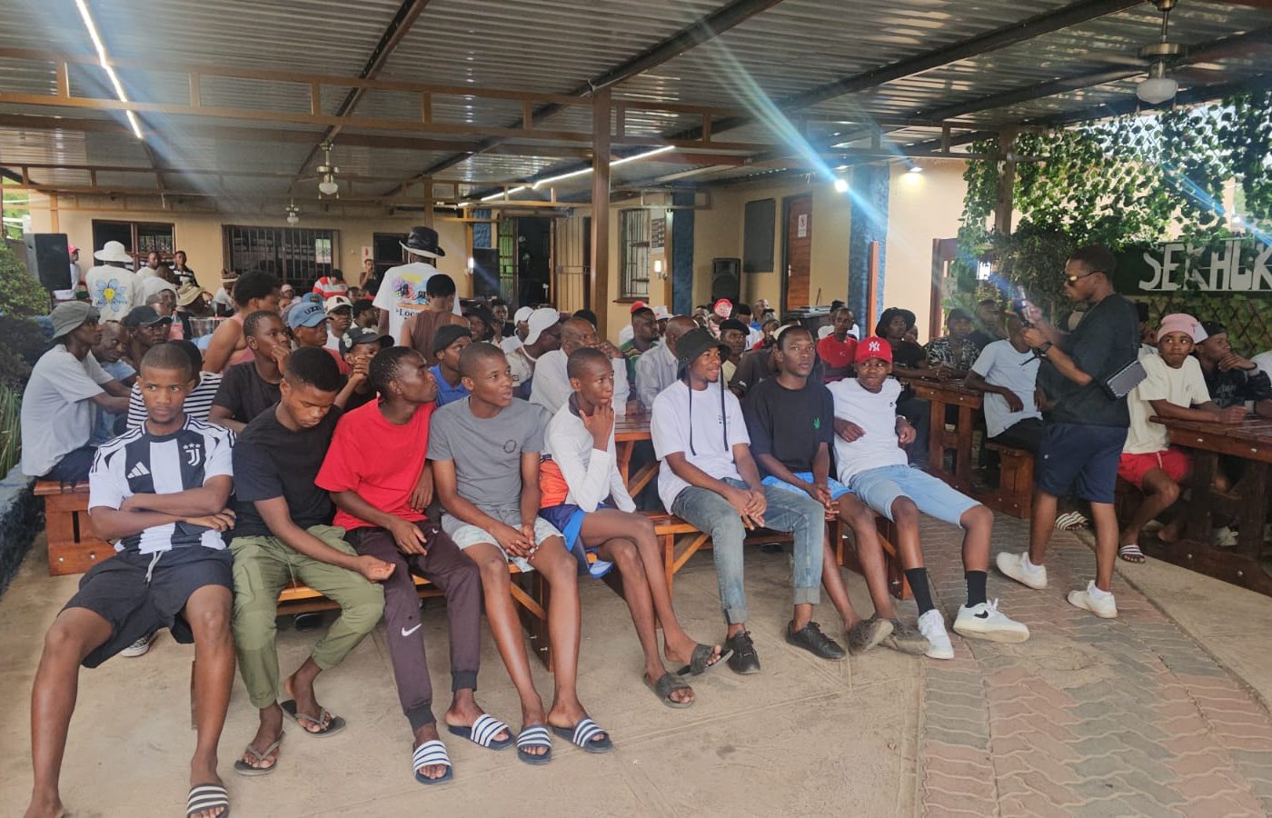 Guests gathered in the entertainment area at Sekhukhune Lodge