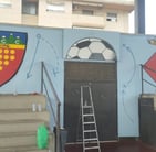 arte  mural temática futbol gradas instalación deportiva