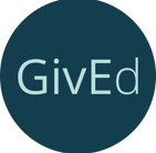a blue circle with the words givedd on it