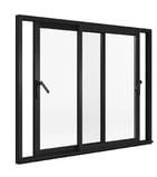 fenêtre noire coulissante en aluminium  RAL7016