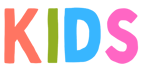 Bright, colouful block letters spelling the word KIDS