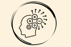 a person's head with gears coming out of a brain