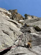 Multipitch climbing on Oceano Irrazionale, Val di Mello - Italy