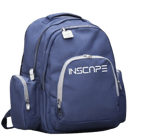 a bulky school bags in light purple color, with white zippers