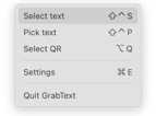 Step 1 — Selecting GrabText feature from the menu