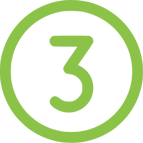 a green and white number three in a circle