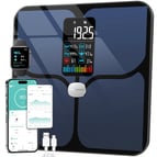 a digital scale  with a clock and a phone