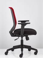 Sensit T127 chair with red mesh backrest and black seat, side profile