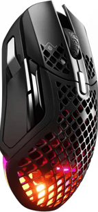 SteelSeries Aerox 5 Wireless - Ratón gaming perforado RGB - Diseño ultraligero resistente al agua 