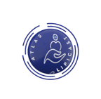 a blue and white logo 