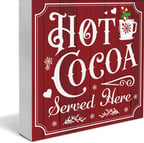 Vintage Christmas Decor, Hot Cocoa Wooden Sign