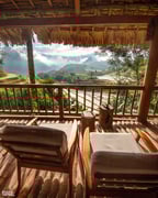 Balcony view of rice fields