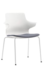 Dora chair in white with grey cushion, minimal design front view