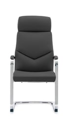 Mavis high-back visitor chair in black with chrome cantilever frame, front view