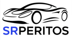 Logotipo de SRPERITOS con icono de coche estilizado y texto en azul