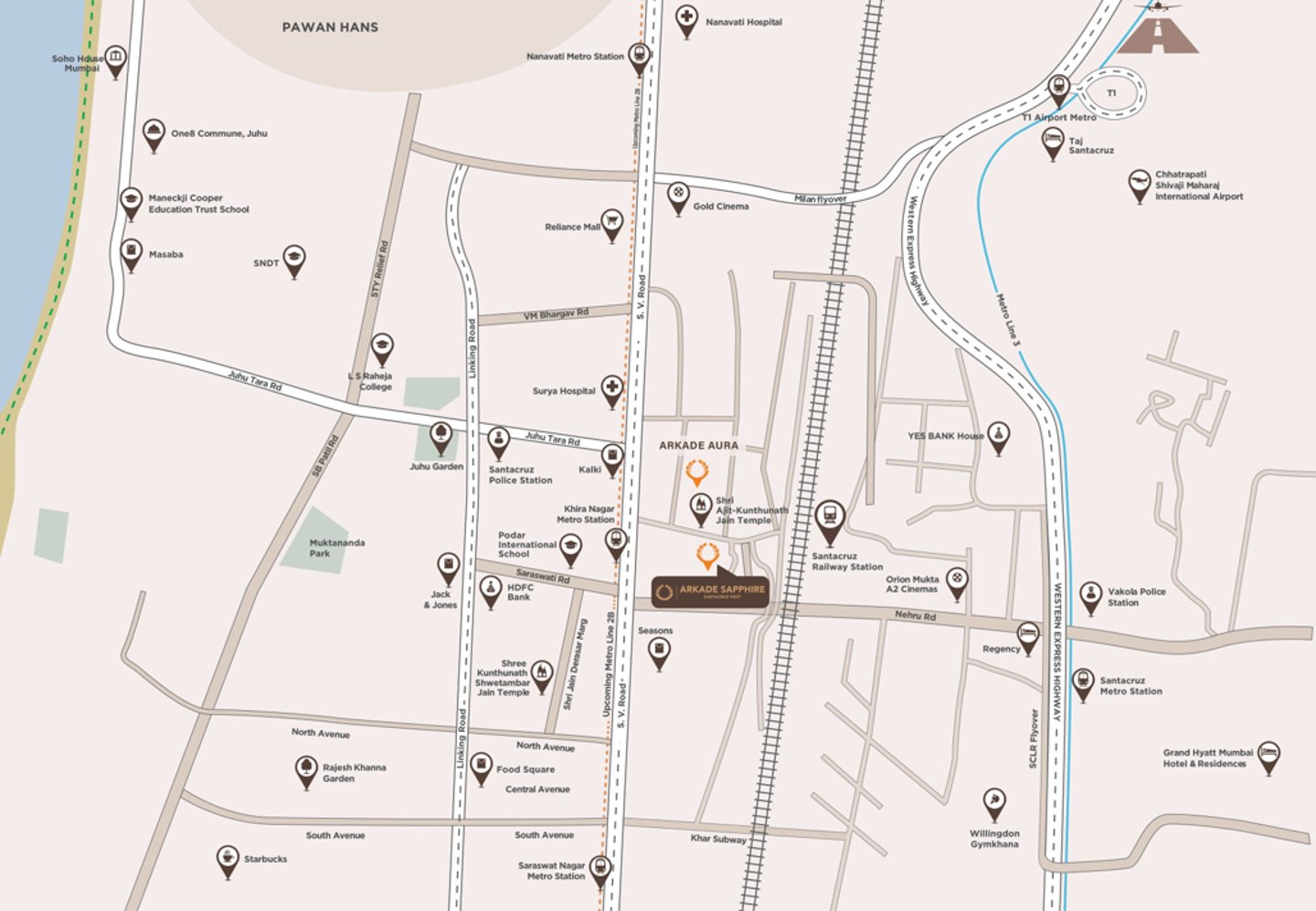 Arkade Sapphire Santacruz West, Arkade Sapphire Tilak Road, Arkade Sapphire price, Arkade Sapphire location map