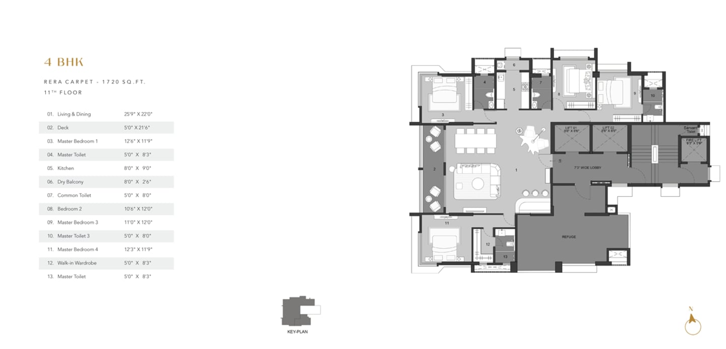 4 BHK Floor Plan The Presidence Khar West, Kumar Vibe The Presidence, Vibe Realty Khar West