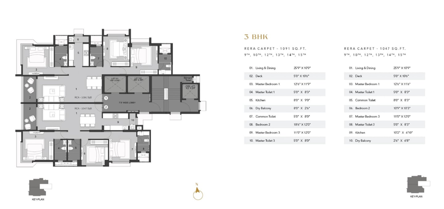 3 BHK Floor Plan The Presidence Khar West, Kumar Vibe The Presidence, Vibe Realty Khar West