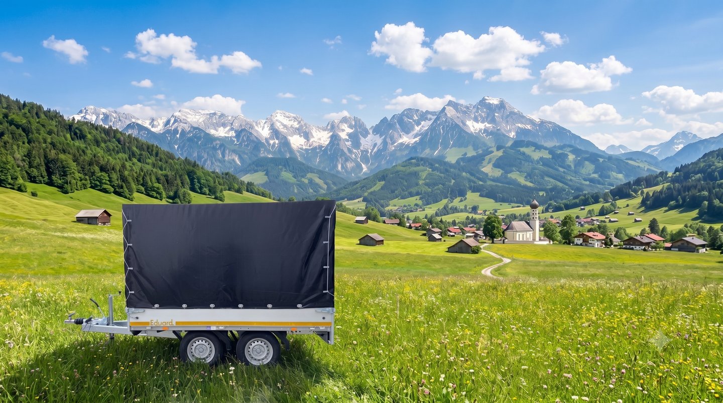 Pizzaanhänger in malerischer Kulisse