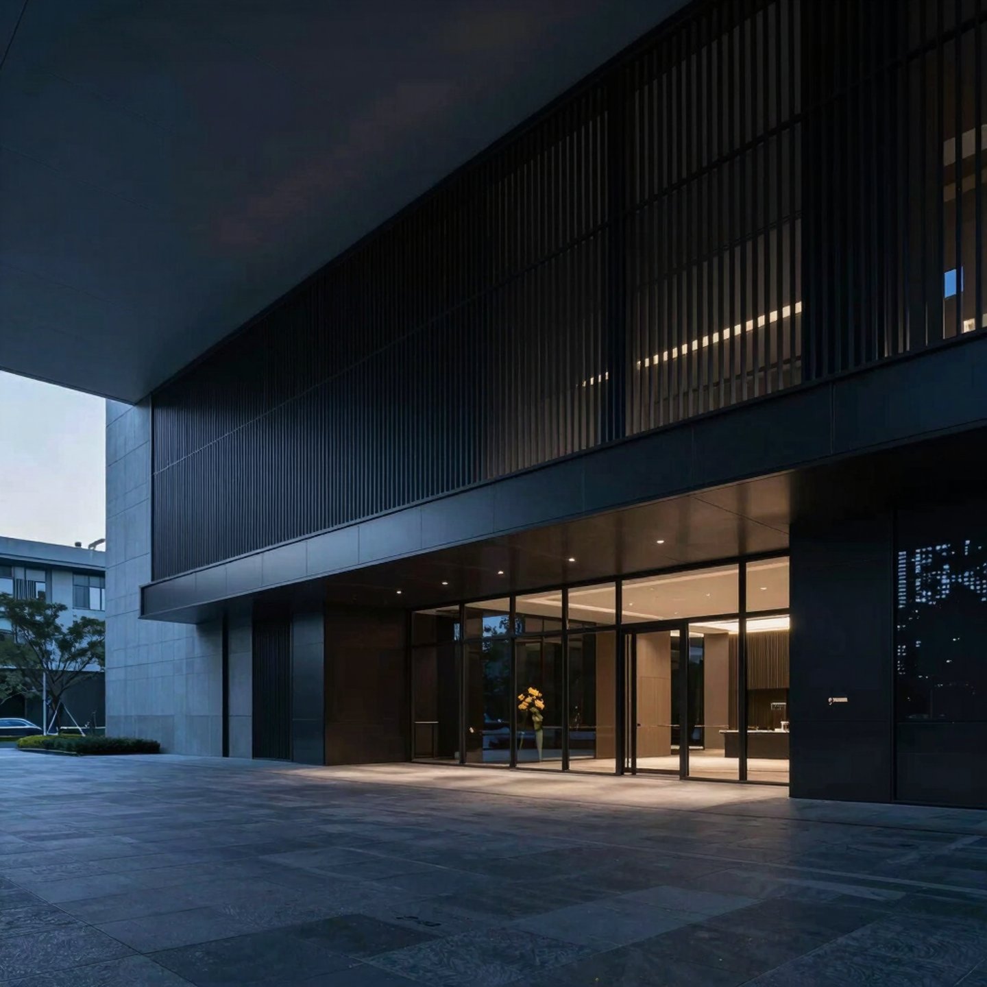 A sleek, modern home with subtle security cameras and smart access control devices, bathed in soft natural light.