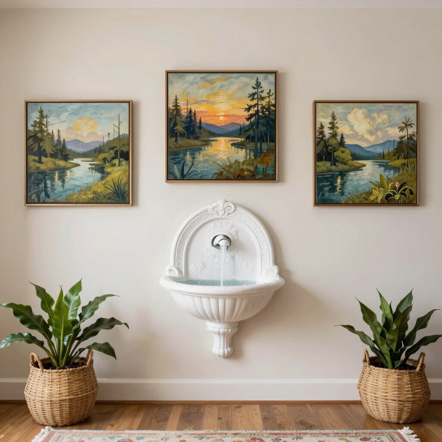 Handcrafted wooden frame with intricate religious art displayed in a cozy Puebla home setting