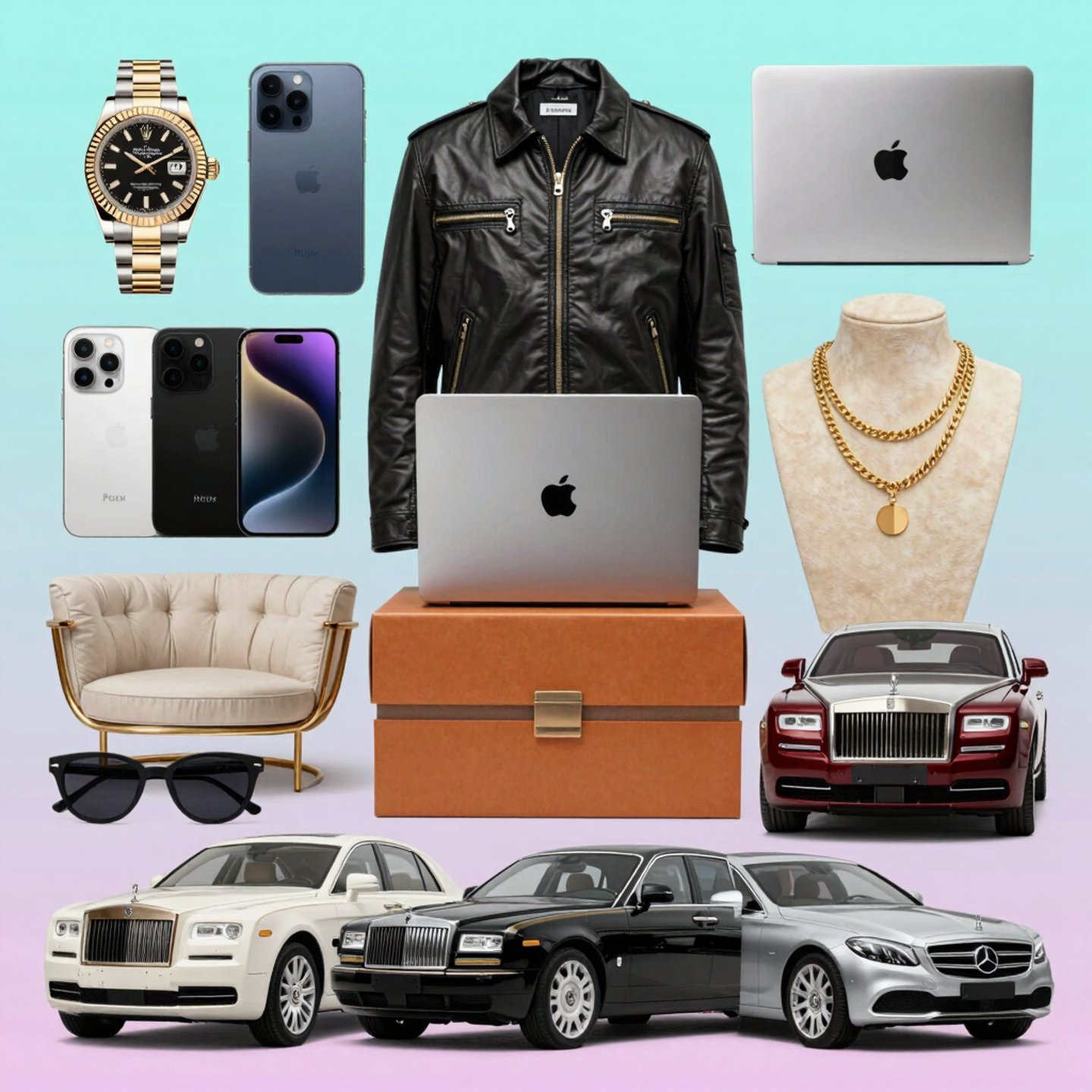 A vibrant flat lay of diverse products including tech gadgets and handmade crafts symbolizing the charity-commerce marketplace.