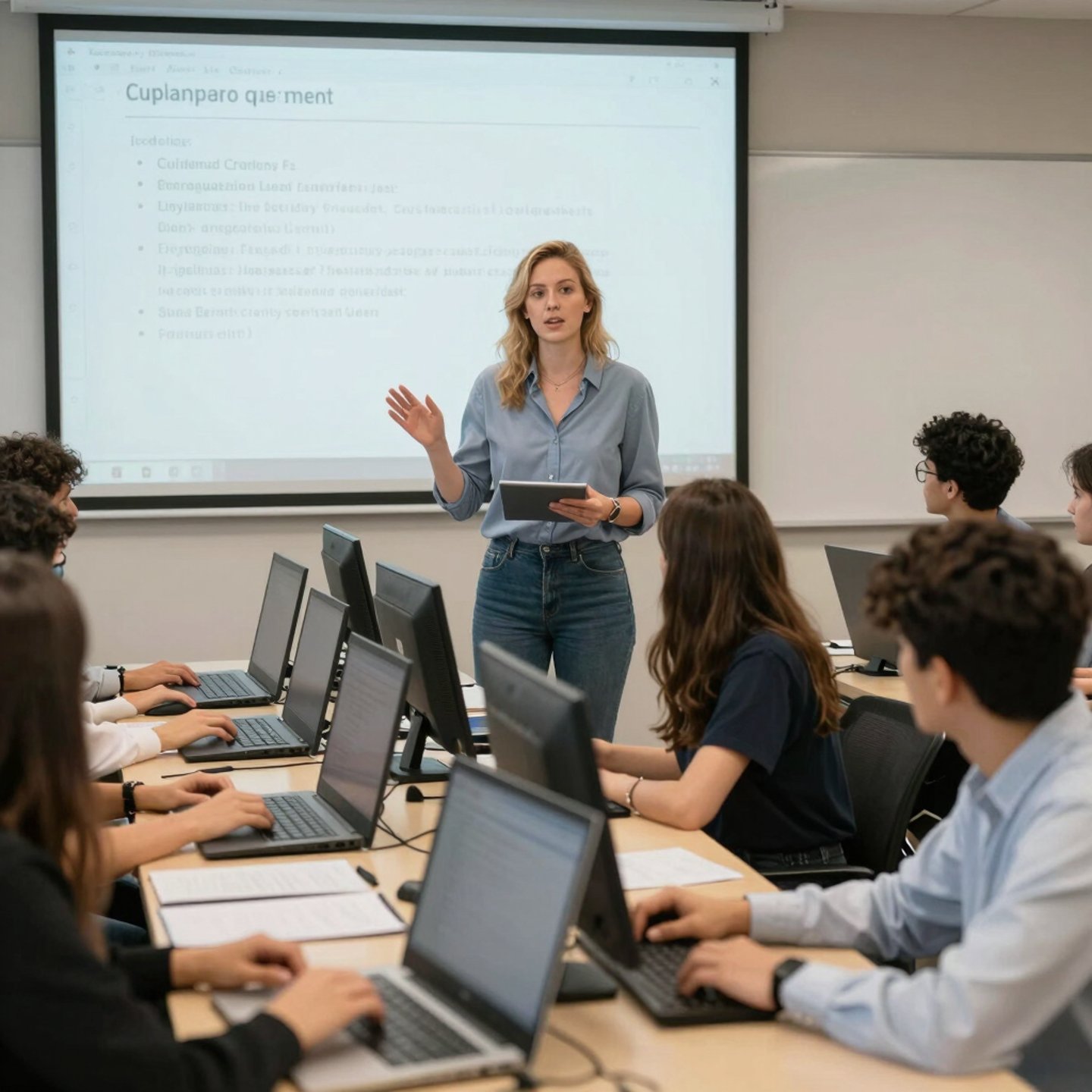 A professional woman confidently receiving a certification document in a modern office setting.