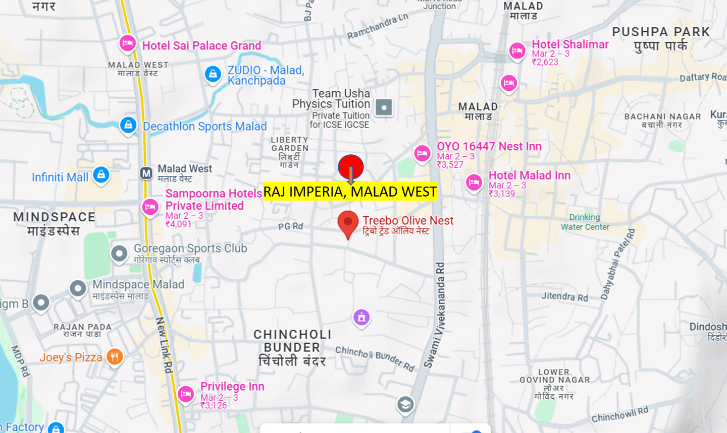Location Raj Imperia Malad West, Liberty Garden Raj Realty Malad West, Location Plan