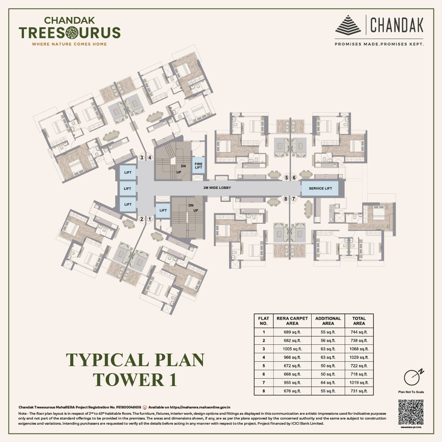 TOWER 1 FLOOR PLAN CHANDAK TREESOURUS MALAD WEST, CHANDAK GROUP, CHINCHOLI BUNDER, MALAD WEST