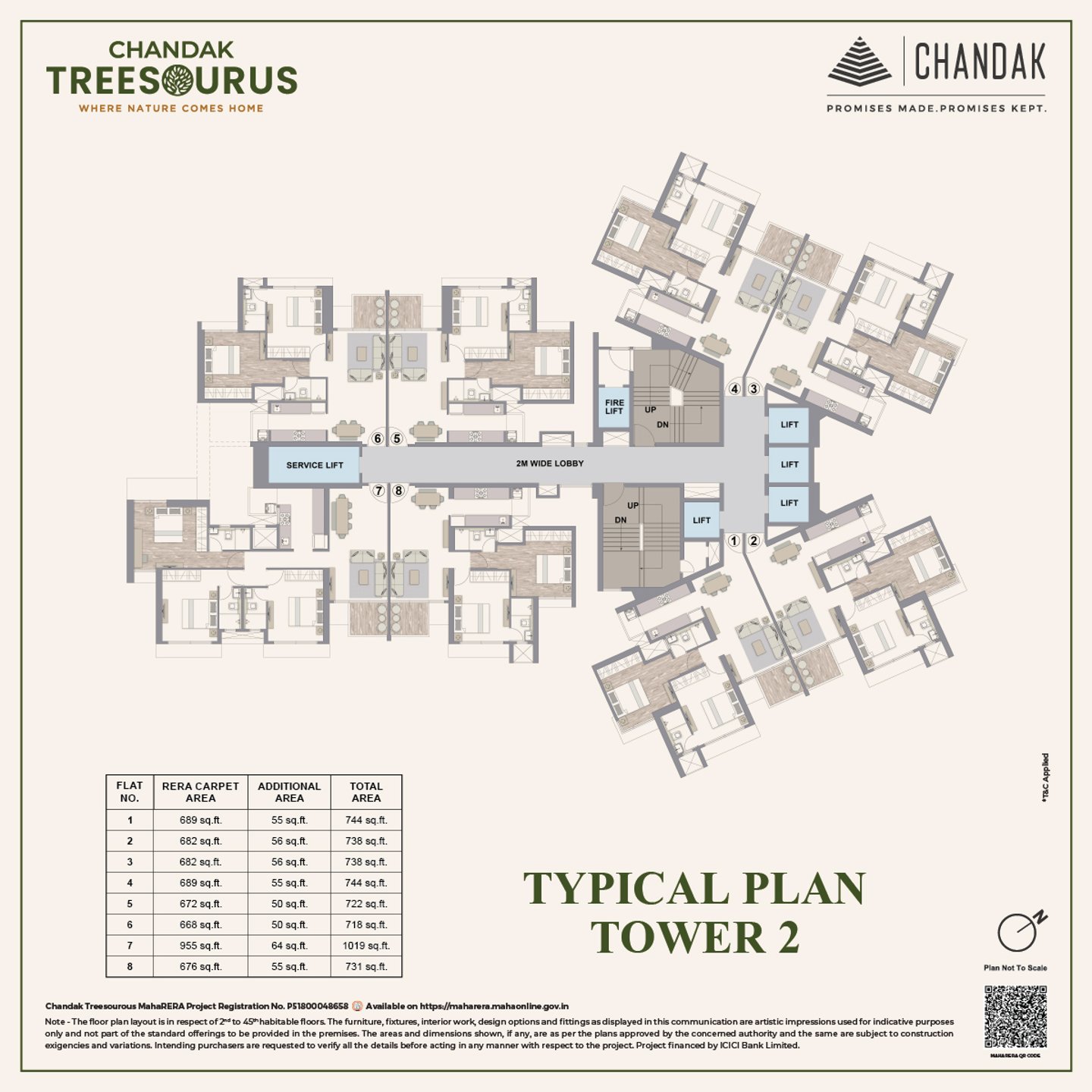 TOWER 2 FLOOR PLAN CHANDAK TREESOURUS MALAD WEST, CHANDAK GROUP, CHINCHOLI BUNDER, MALAD WEST