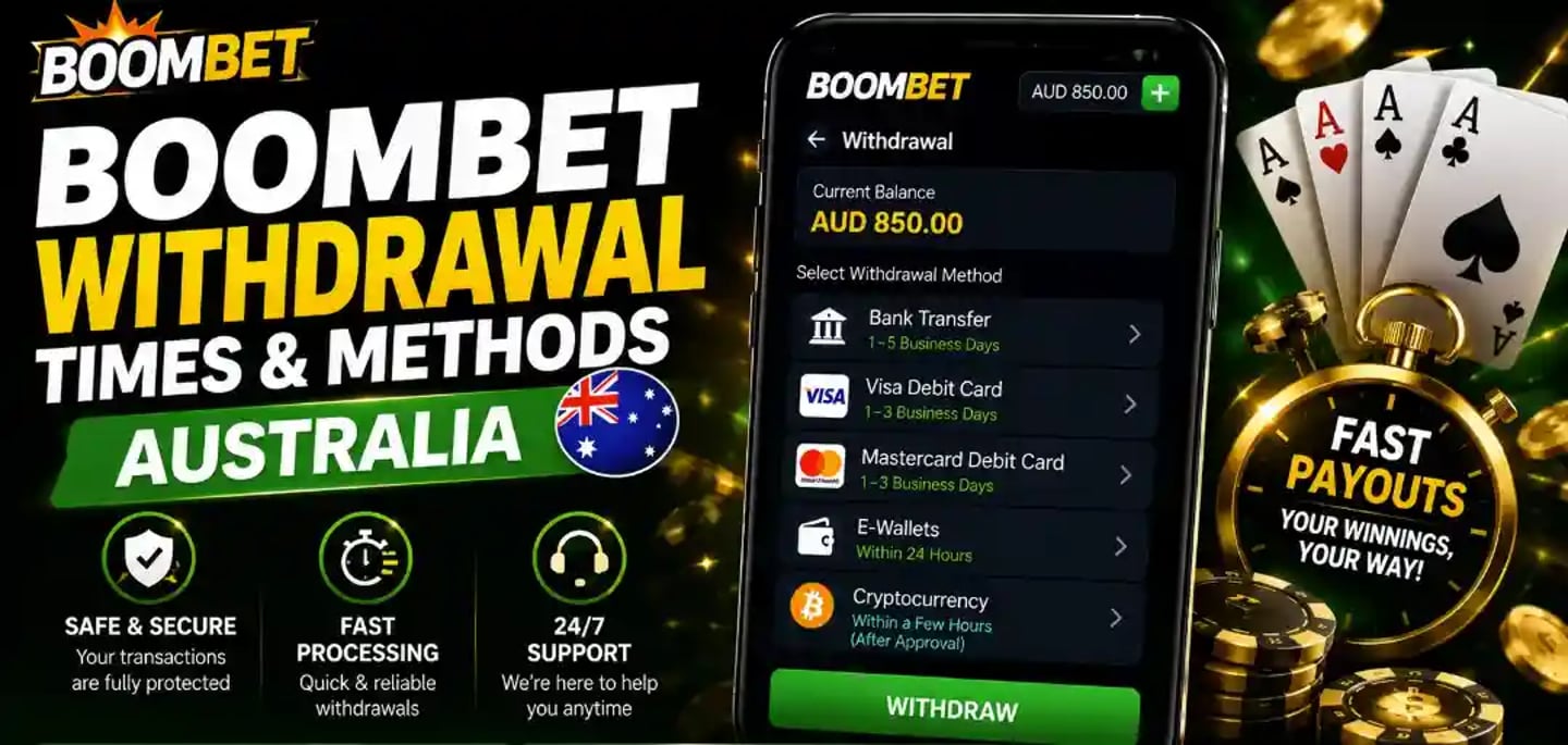 BoomBet, BoomBet Australia, BoomBet Withdrawal, BoomBet Withdrawal Time, BoomBet Payment Methods, Bo
