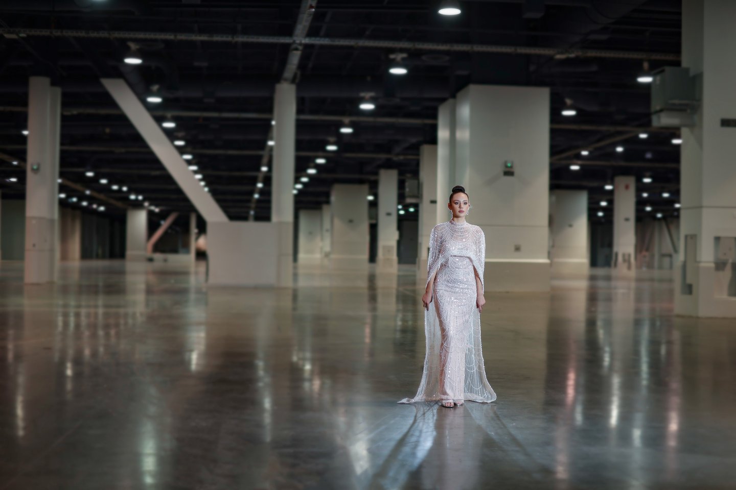 Model wearing a beautiful evening gown