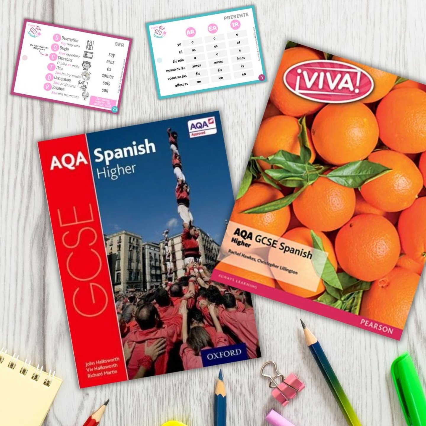 Spanish GCSE books and flashcards