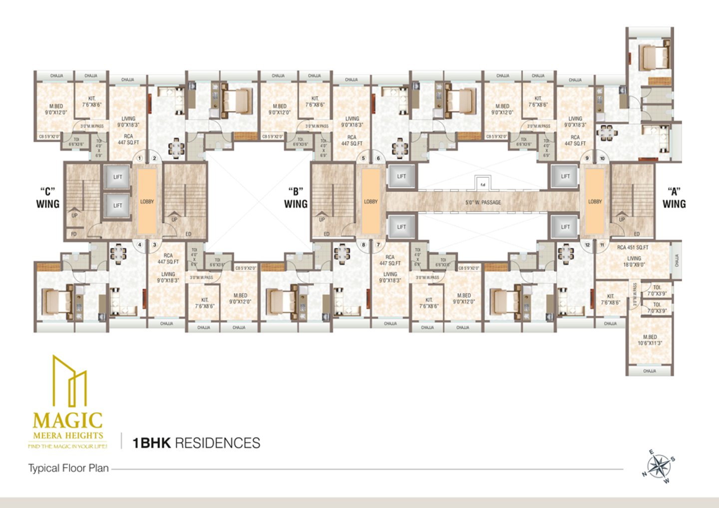 FLOOR PLAN MAGIC MEERA HEIGHTS MIRA ROAD EAST, 1 BHK FLATS FOR SALE, NEAR WESTERN EXPRESS HIGHWAY, MIRA ROAD EAST