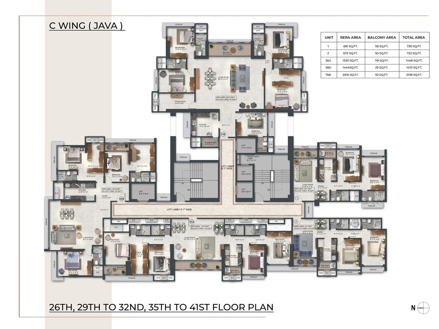 26th-29th-to-32nd-35th-to-41st- FLOOR PLAN AGARWAL JAVA, AGARWAL FLORESTA JAVA, MALAD EAST, GOREGAON EAST, UPPER GOVIND NAGAR
