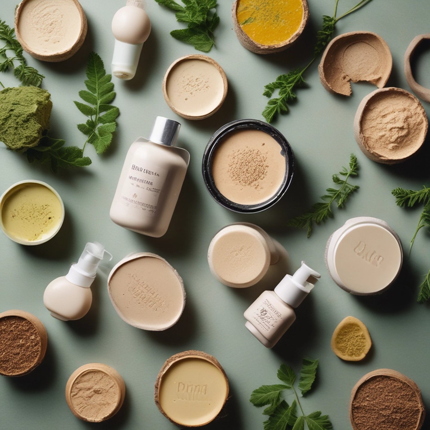 A serene close-up of fresh botanical ingredients like lavender and chamomile resting on rustic wooden table.