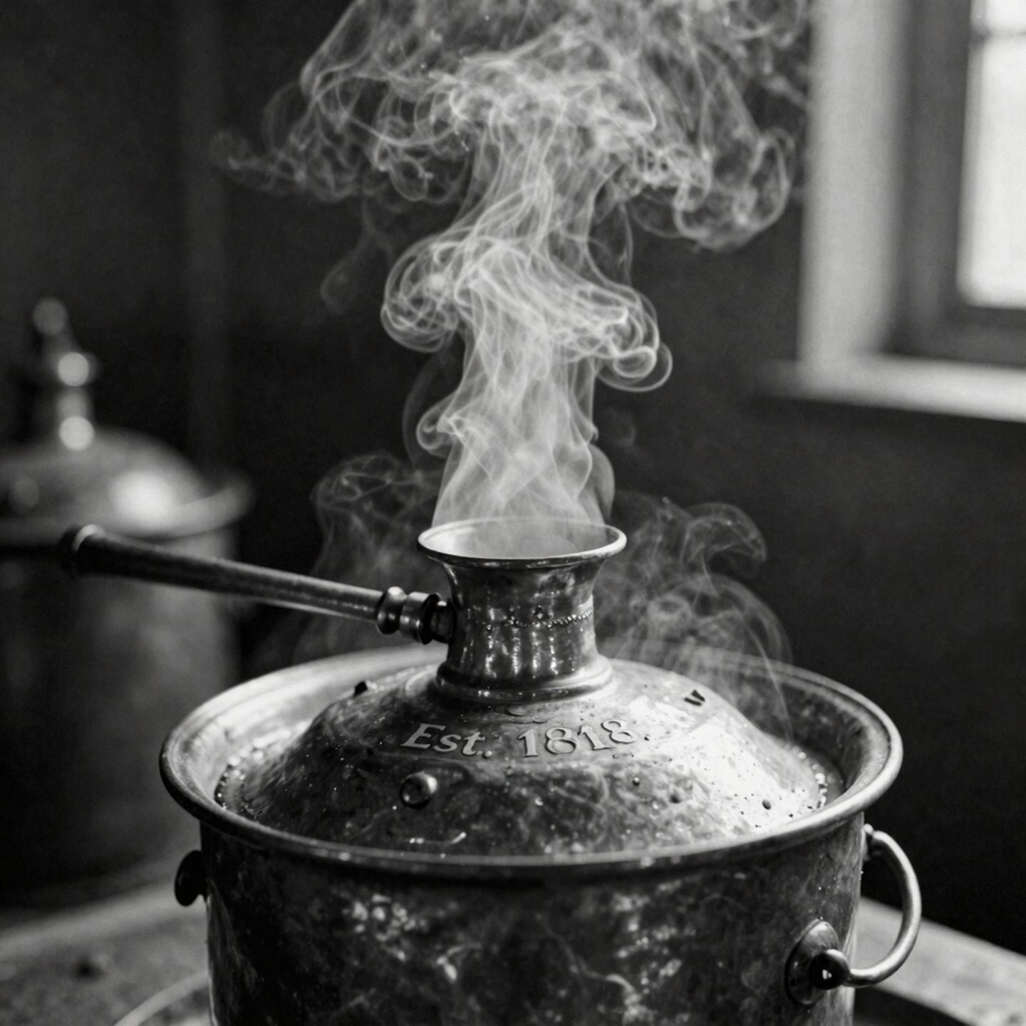 A vintage sepia-toned photograph of Kannauj artisans blending traditional attars.