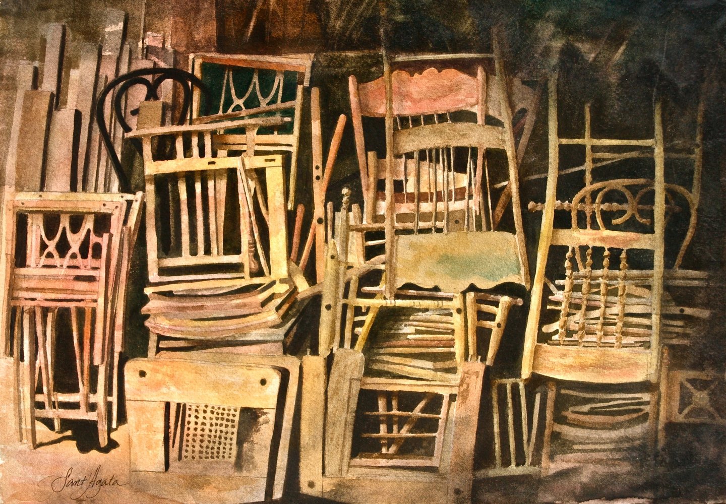 Chairs Watercolor painting