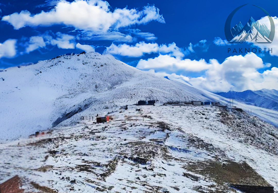 Babysar top scene with Himalayan mountains range in the background